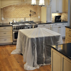 stay put vinyl drop cloth on counter