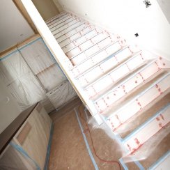 White top construction paper installed on stairs