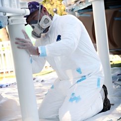 working in dupont tyvek coveralls