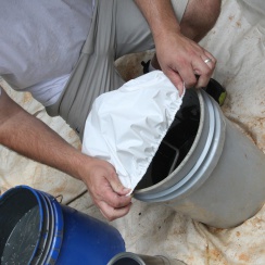 bucket cover over paint bucket