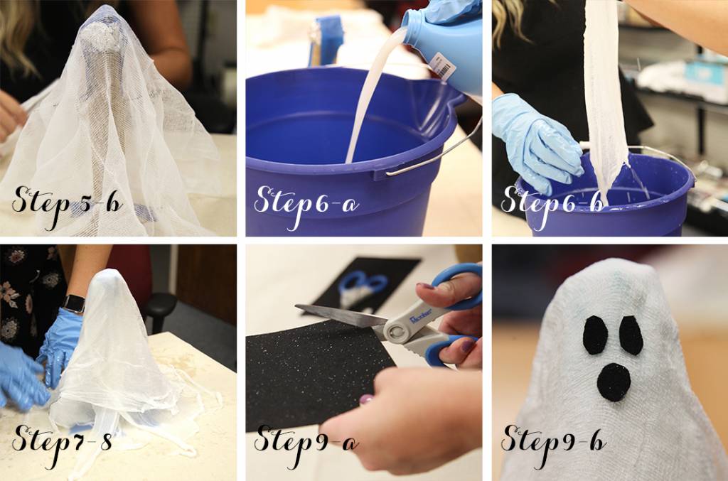 DIY Cheesecloth Ghosts last steps