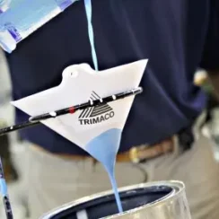 Paint flowing through a cone strainer