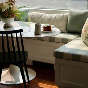 Breakfast nook with table and chair